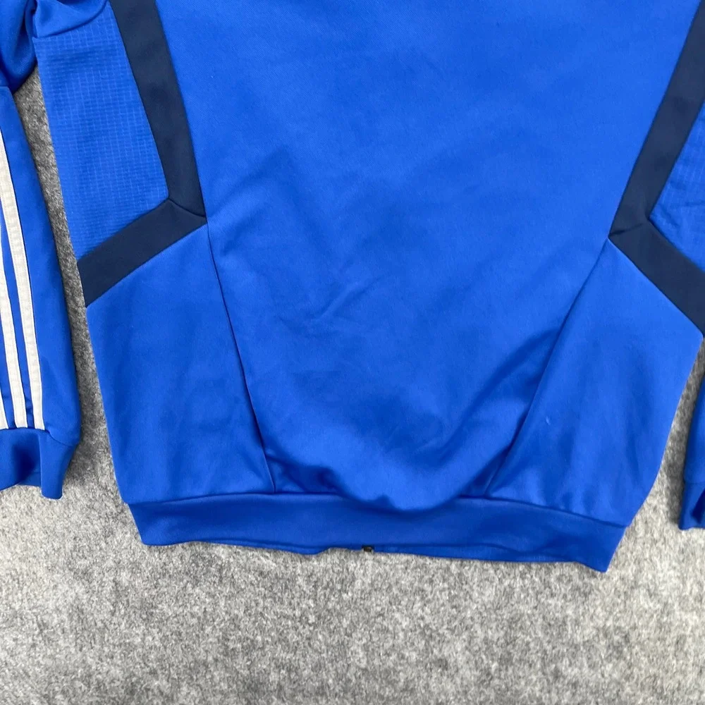 Adidas Track Jacket Mens Medium Climalite Blue Soccer Full Zip Stripe